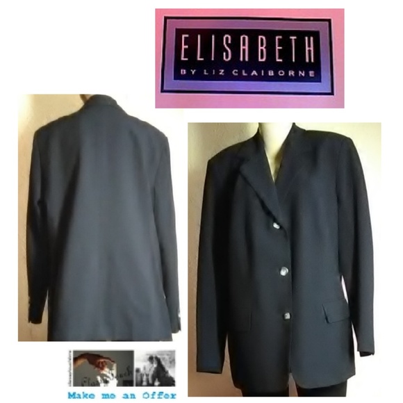 Elisabeth Liz Claiborne Navy Blazer Size 14 - Picture 1 of 5